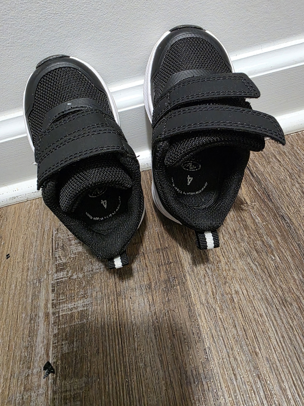 Athletic Works Kids Black & White Velcro Sneakers